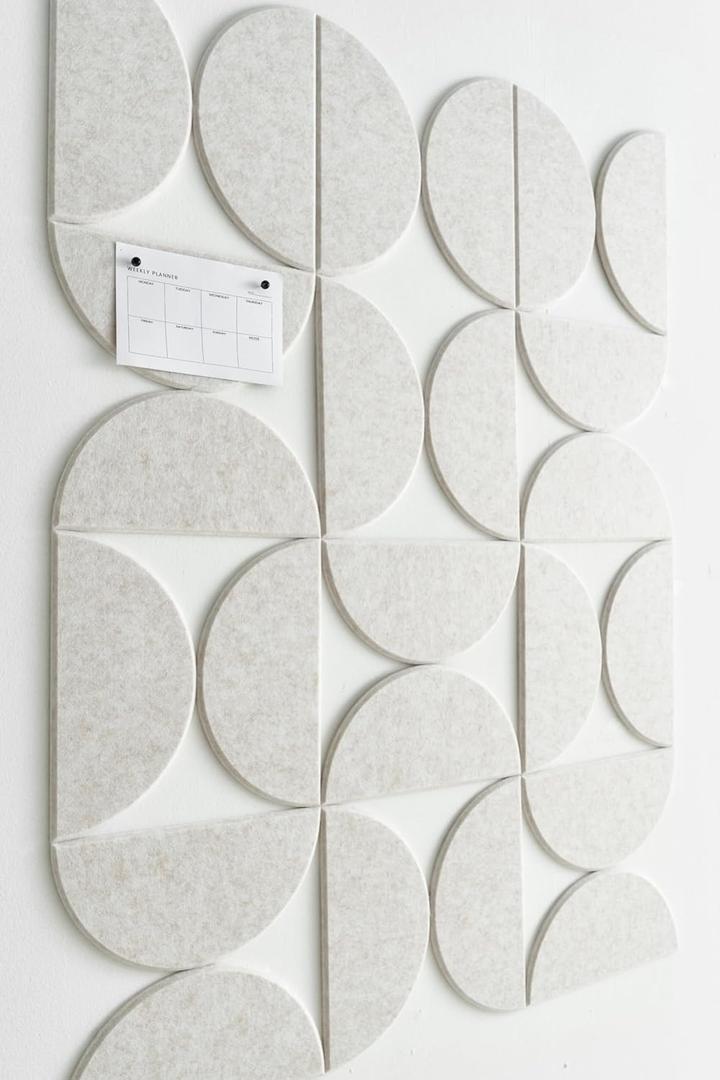 Large Bulletin Board Kit 48x36- Minimalist Wall Art to Replace Your Old Cork Boards for Walls for Office Decor - 24-Pack Semi-Circle Felt Wall Tiles for Home Office Dcor (Limestone)