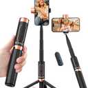 Selfie Stick Tripod for iPhone & Android Portable Phone Tripod Stand with Bluetooth Remote, One-Click Open, Compact & Lightweight for Vlogging, Travel & Everyday Use (Black)