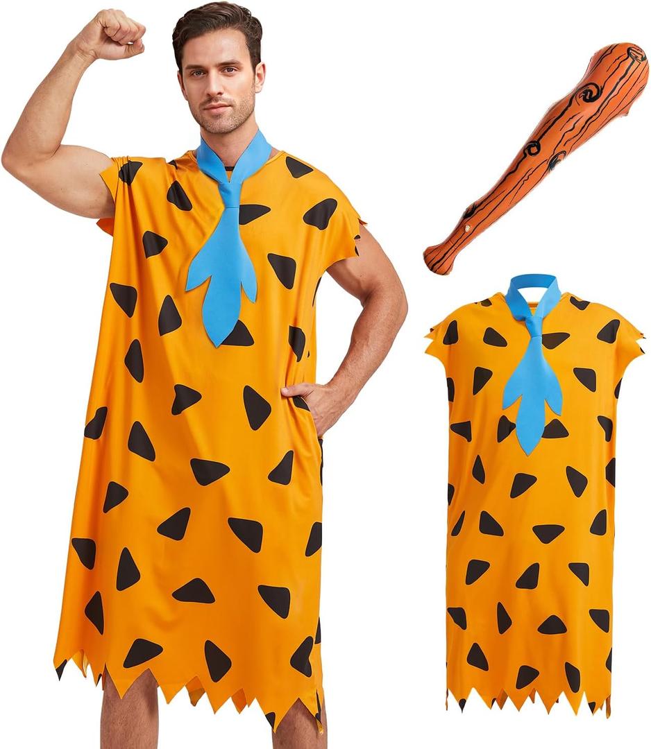Adult Men Costume Cosplay Halloween Party Cavemen Outfit (XL)