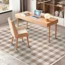GarveeHome Checkered Area Rugs 5x7 for Living Room, Machine Washable Non Slip Backing Rug, Stain Resistant Low-Pile Indoor Outdoor Carpet for Bedroom Dining Room Office Nursery Beige