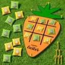 Hollowfly Easter Games Carrot Party Favors Tic Tac Toe Game Bean Bag Toss for Indoor Outdoor Yard Lawn Adults Family Night Easter Activities, 1 Carrot Felt Mat and 10 Bunny Egg Bags