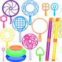 Lenwen 16 Pcs Giant Bubble Wands Kit Big Maker Large Gigantic Bubble Wands with Refill and Tray for Summer Birthday Outdoor Playtime Activity Fun Party Favors(Classic)