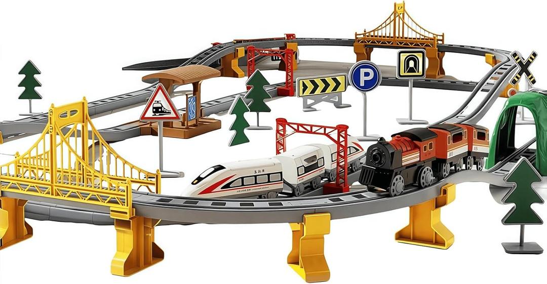 119PCS Electric Train Set for Kids Ages 48, Battery Operated Train Set with Tracks, Gifts for 3 4 5 6 7 8+ Years Boys and Grils Birthday Party Favor Gift