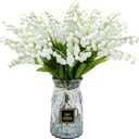 Hananona 12 Pcs Artificial Lily of The Valley Faux White Bell Flowers Wind Chime Orchid Wedding Bouquet, May Flower for Home Garden Wedding Party (12)
