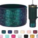 Flower Gradient Silicone Boot, Compatible with Stanley Quencher Adventure 40oz 30oz & IceFlow 20oz 30oz Tumbler, Protective Chameleon Cup Sleeve, Bottom Cover for Hydroflask 12oz-24oz Bottle (Jungle Green)