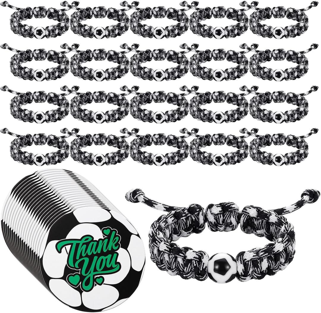 Ecation 20 Sets Baseball Softball Soccer Beads Bracelets Gifts Game Day Team Party Favors Accessories with Cards for Teens
