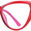 TEAPLMTT 2 Pack Cat Eye Blue Light Blocking Glasses for Women Trendy TR90 Frame Anti Blue Ray Eyesatrain Computer Eyeglasses (Red)