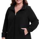 Women Plus Size Fleece Jacket Zip Up Lightweight Soft Polar Fleece Jacket (5X, Black)