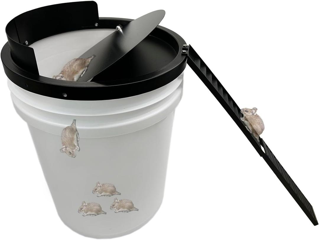 Bucket Lid Mouse Trap Metal 5 Gallon Bucket lid,Strong Metal Material that Cannot be Bitten, auto Reset, Repeat Catch, Indoor Outdoor, (1pack) (Black)