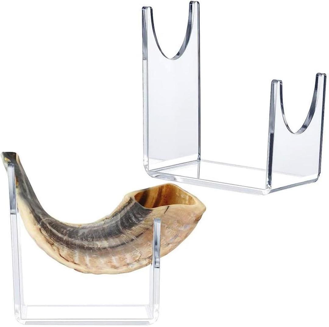 2pcs Acrylic Shofar Stand Clear Transparent Shofar Stand Sturdy Shofar Holder for Home Office Decor