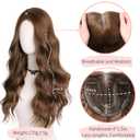 Hair Toppers for Women Thinning Hairs 24 Inch Long Layered Topper Curly Synthetic Wiglets Pieces Lace Hand-Tied Hairline Synthetic Heat Resistant Clip on Hair Topper for Women Copper Brown