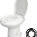 Clirass Efficient Gravity-Flush RV Toilet with Quiet-Close, Triple-Jet Flush with Adjustable Water Level, Standard Height and Foot Pedal for RVs, Trailers, and Campers