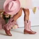 DREAM PAIRS Cowgirl Cowboy Western Boots Girls Mid Calf Riding Shoes, Size 12
