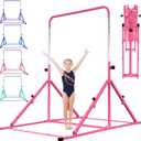 MARFULA Foldable Gymnastic Bar for Kids Ages 3-12, 9 Height Levels, 200 lbs Weight Capacity, 5 Ft Length Gymnastic Kip Bar with Mat, Gymnastic Equipment for Home and Gym Center Indoor Outdoor Use