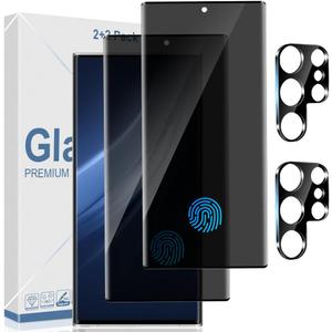 [2 Pack] Galaxy S23 Ultra Privacy Screen Protector, 2 Pack Camera Lens Protector,Tempered 9H Hardness Easy Install Anti-Scratch Anti-Fingerprint Anti-Spy Screen Protector for Galaxy S23 Ultra 6.8Inch