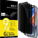 NEW'C 3 Pack Privacy for iPhone 16e, iPhone 14, 13, 13 Pro Screen Protector (6.1 inches), Anti-Spy Tempered Glass Film, Balanced 28-Degree Privacy Angle - Easy installation tool included