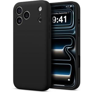 AOTESIER Compatible with iPhone 17 Pro Max Case, Silicone | Flat Back Camera Protection | Integrated Camera Control Button | Wear-Resistant | Anti-Scratch Microfiber Lining Phone Case, Black