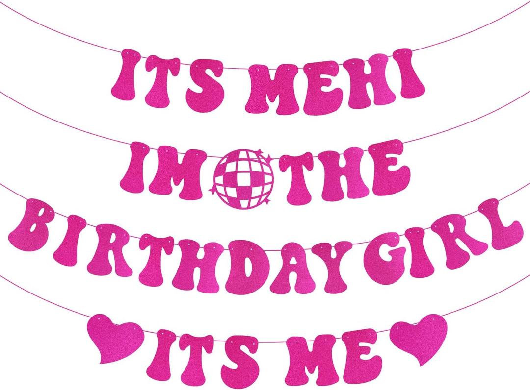 Its Me Hi Im the Birthday Girl Its Me Banner, DIY Happy Birthday Banner Pink Popular Birthday Decorations Banner Its a Girl Garland for Girls Birthday Party