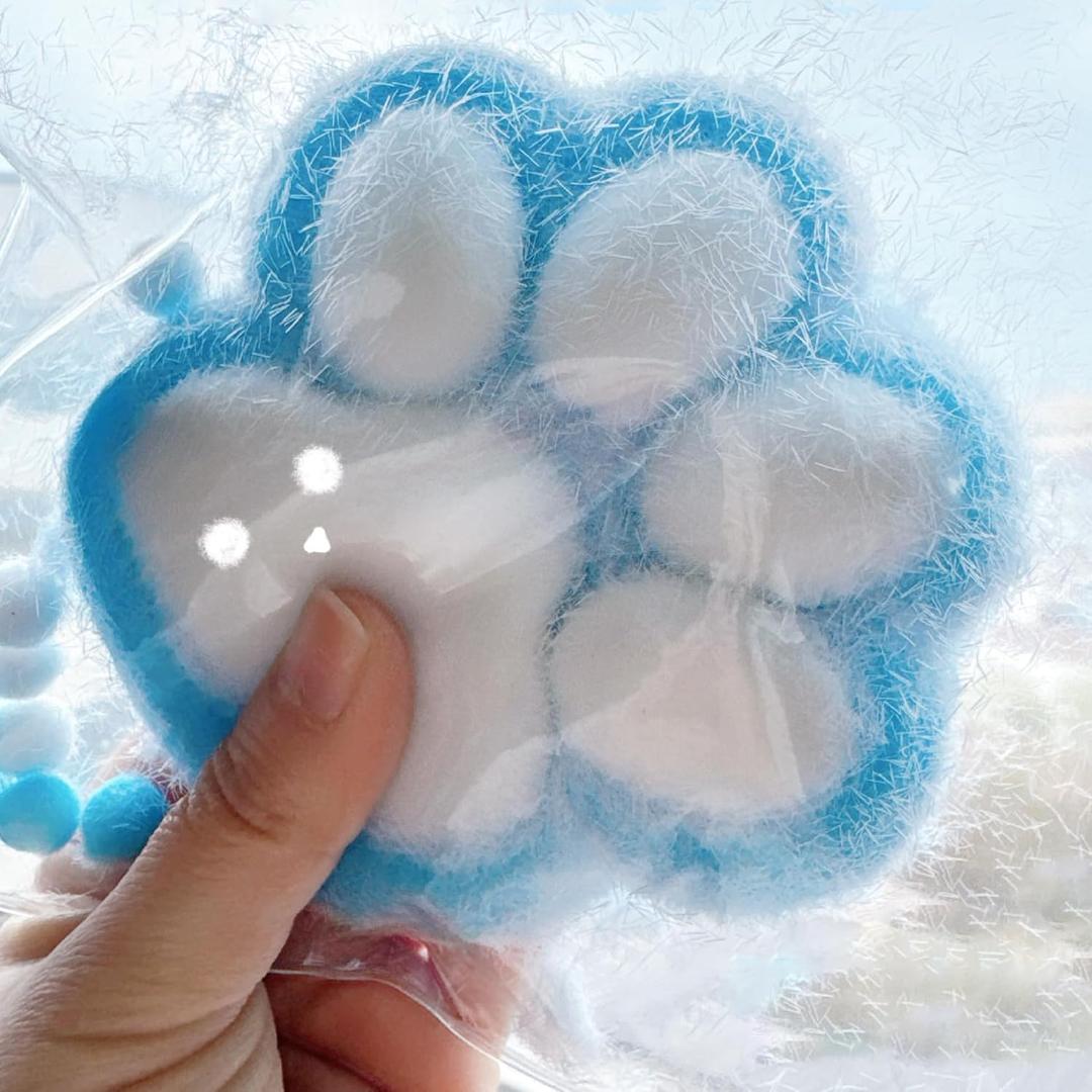 Big Taba Oceanic Cat Paw Squishy Toys  5 Inch Jelly Blue & White Kitty Paw Set, Soft Handmade Squeeze Stress Relief Fidget Toys for Kids, Teens, Adults, Home & Office Relaxation