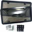 License Plate Cover, 2 Transparent License Plate Holders with 4-Hole Screws and Covers, US License Plate Shielding kit, Black