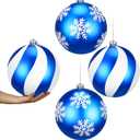 Poen 4 Pcs Extra Large Christmas Ornaments Indoor and Outdoor Christmas Plastic Balls Shatterproof Plastic, UV and Water Resistant Ball Ornaments for Yard Tree Hanging Decorations(4 Pcs,6 Inch)