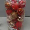 2.36In Velvet Christmas Ball Ornaments, 25PCS Red/Gold Flocked Christmas Tree Hanging Decorations, for Home Holiday Wedding Indoor Xmas Party Decor.