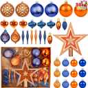 Joiedomi 36 Pcs Blue and Orange Christmas Tree Ornaments with Star Topper and Heart, Shatterproof Christmas Ball Ornaments Set, Assorted Xmas Hanging Decorations for Tree Wreath Garland Holidays