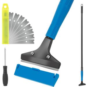 KeFanta Floor Scraper Heavy Duty, 4" Wide Razor Blade Scraper Tool with 45.7" Long Handle, 10PCS Extra Metal Blades, Scraper for Cleaning Glass Wall Gum Paint Tile Glue Linoleum Sturdy Durable