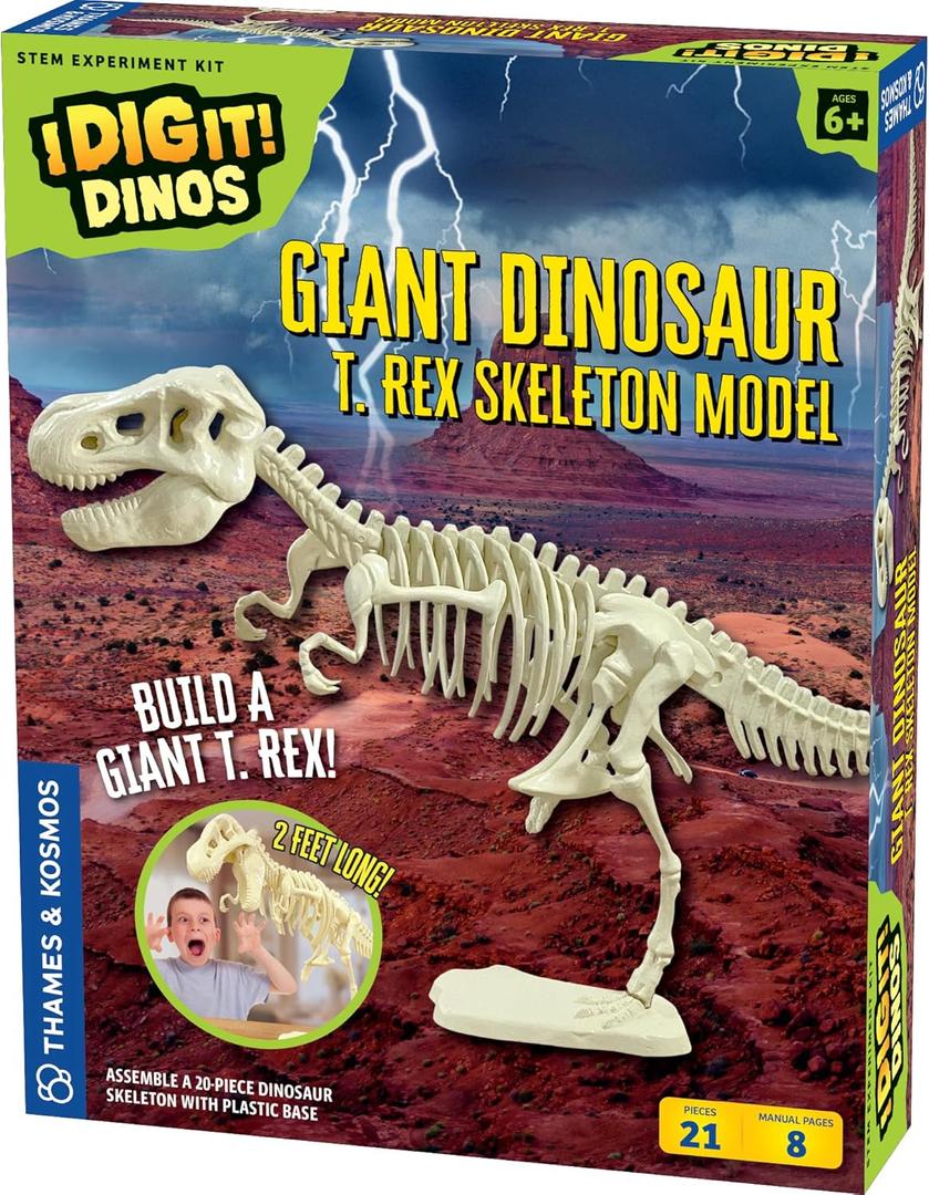 Thames & Kosmos Giant Dinosaur: T. Rex Skeleton Model | STEM Activity | Build a 26-in Long T. Rex Skeleton | Explore Paleontology & Learn Fun Dino Facts | Includes Manual with Step-by-Step Assembly