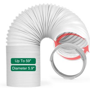 HOXHA Portable Air Conditioner Hose AC Vent Hose with 5.9 Inch AC Vent Hose Adapter, 59 Inch Length 5.9 Inch Diameter AC Replacement Exhaust Hose Anti-Clockwise with Coupler Connector