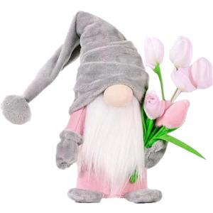 Gnome Plush Decorations Gift, 15 inch Gnome Decorations for Home,Spring Gnomes Plush for Tiered Tray Decor, Swedish Gnomes Mother's Day Decoration Home Tabletop Elf Doll,Grey 