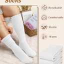 Chalier 3 Pairs Wool Socks for Women Winter Slouchy Boot Socks Thick Warm Long Hiking Scrunch Crew Sock (Ivory White)
