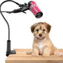 Black Dog Hair Dryer Holder, 360 Rotatable Hands-Free Stand Adjustable Hair Dryer Hands Free Stand Flexible Hair Dryer Stand for Pet Dog Cat Hair Dryer Grooming