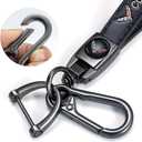 Genuine Leather Car Keychain Keyring Accessories Compatible with Corvette Series Car Keychains Family Present for Man and Woman（Black） (Black)