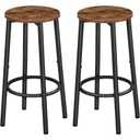 Bar Stools, Set of 2 Bar Stools Round Height Stools with Footrest Brown