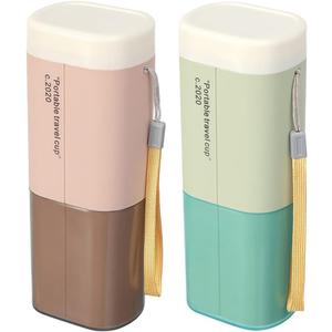 2PCS Toothbrush Travel Case Portable Toothbrush Holder Case Toothbrush Toothpaste Set with Cup for Towels, Traveling, Camping, Business Trip and Daily Use (Green and Pink)