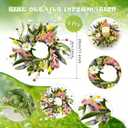 6 Pcs Mini Spring Candle Rings Wreaths Pink White Daisy Flower Small Pillar Holder Wreath Artificial Purple Wild Flower Summer Floral Wreath for Farmhouse Porch Front Door Cabinets Table Decoration