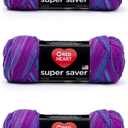 Red Heart Super Saver Yarn, 3 Pack, Grape Fizz 3 Count