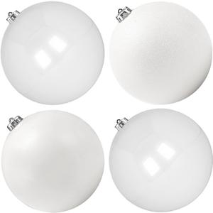 Extra Large Size Outdoor Christmas Ornaments, Oversized Huge Big Shatterproof Xmas Christmas Plastic Balls for Outside Lawn Yard Tree Hanging Decorations (6"/150mm, White, 4 Packs)