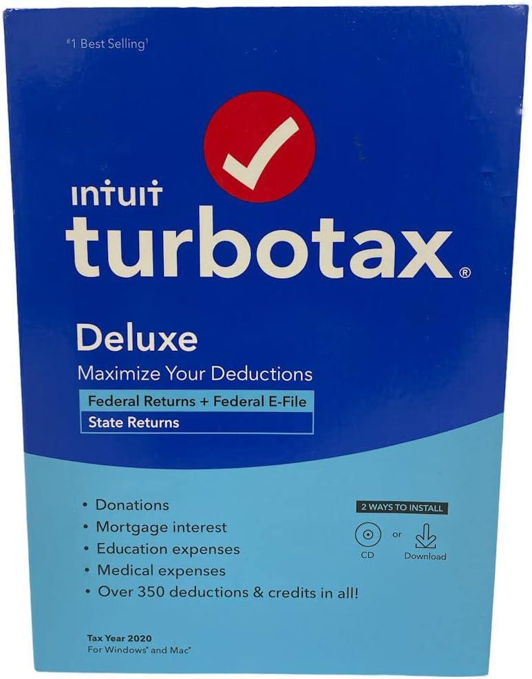 Intuit Turbotax Desktop Deluxe 2020