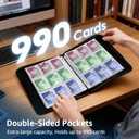 Trading Card Binder with Sleeves (990 Pockets) - 9 Pocket Card Binder Holder with Unique Display Strap - Large Capacity Storage Case for Baseball, TCG, MTG & Sports Cards (Black,)