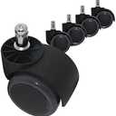 Guildrey 5 Pcs Office Chair Caster Wheels, 7/16” (11mm) Stem Diameter, Protecting Floor Rubber, Standard Stem, Easy Install for Replacement