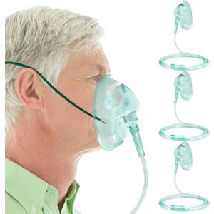 3 Pack Oxygen Masks for Face Adult, XL Size Oxygen Mask with 6.6' Ft Tubing and Adjustable Elastic Strap- NO Cup