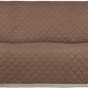 PureFit Reversible Quilted Sofa Cover, Water Resistant Slipcover Furniture Protector, Washable Couch Cover with Non Slip Foam and Elastic Straps for Kids, Dogs, Pets (Large, Brown/Beige)