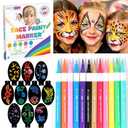 12 Colour Face Paint  Water-Based  Mess-Free Face Painting Kit with Stencils  Fast-Drying, Washable, Easy to Clean, Non-Toxic Face Paint for Festivals, Parties, Masquerade, Fancy Dress, Carnival