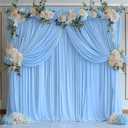 10 ft x 7 ft Wrinkle Free Baby Blue Backdrop Curtain for Baby Shower, Polyester Light Blue Photo Backdrop Drapes for Birthday Wedding Birthday Party Gender Reveal Photography (5'(W) x 7'(H), 2 panels)