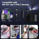 [Dual-Lens] Endoscope Camera with Light, 1920P HD Borescope with 8+1 Adjustable LED Lights, IP67 Waterproof 16.5FT Semi-Rigid Snake Cord Inspection Camera for iPhone, iPad and Android Phone (Type C)