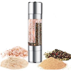 2 in 1 Salt and Pepper Grinder with Adjustable Ceramic Rotor, Stainless Steel Salt Grinders and Pepper Mill for Kitchen, Outdoor Barbecue