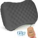 Camping Pillow with Ice Silk Memory Foam Cover - Ultralight Inflatable Pillow for Camping Lightweight, Ergonomic and Washable for Camping, Hiking, and Travel Gray (Grey)