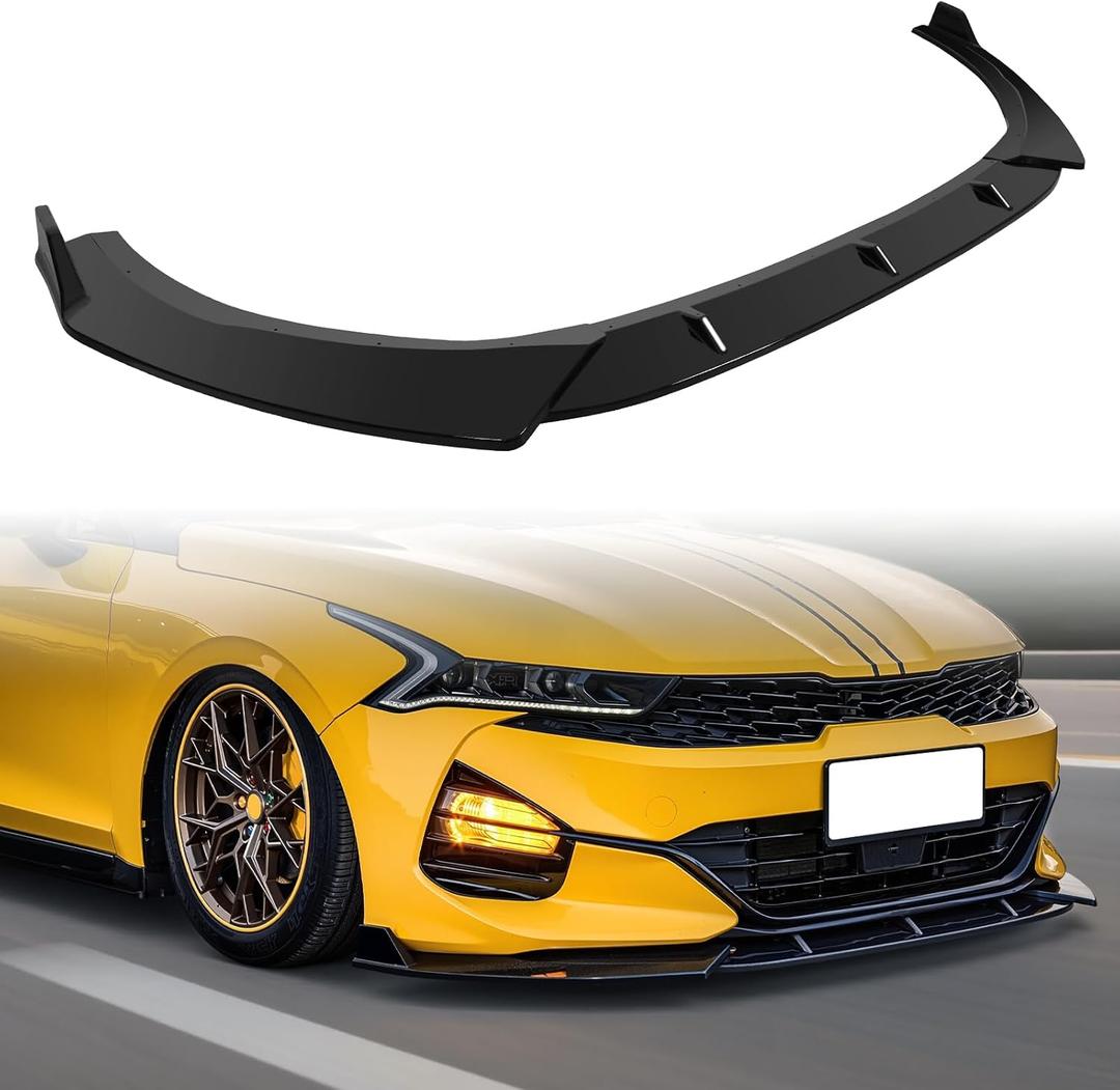 Front Bumper Lip Compatible with Kia K5 2021-2026 GT Line/GT/LX/LXS/EX All Models,3PCS Front Splitter Painted Glossy Black Air Dams Front Lower Chin